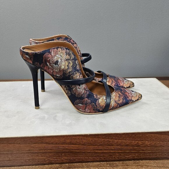 Malone Souliers Navy Tapestry Mules - Picture 1 of 5